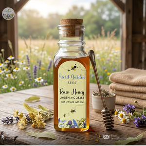 Raw Wildflower Honey | 16 oz Decorative Glass Bottle