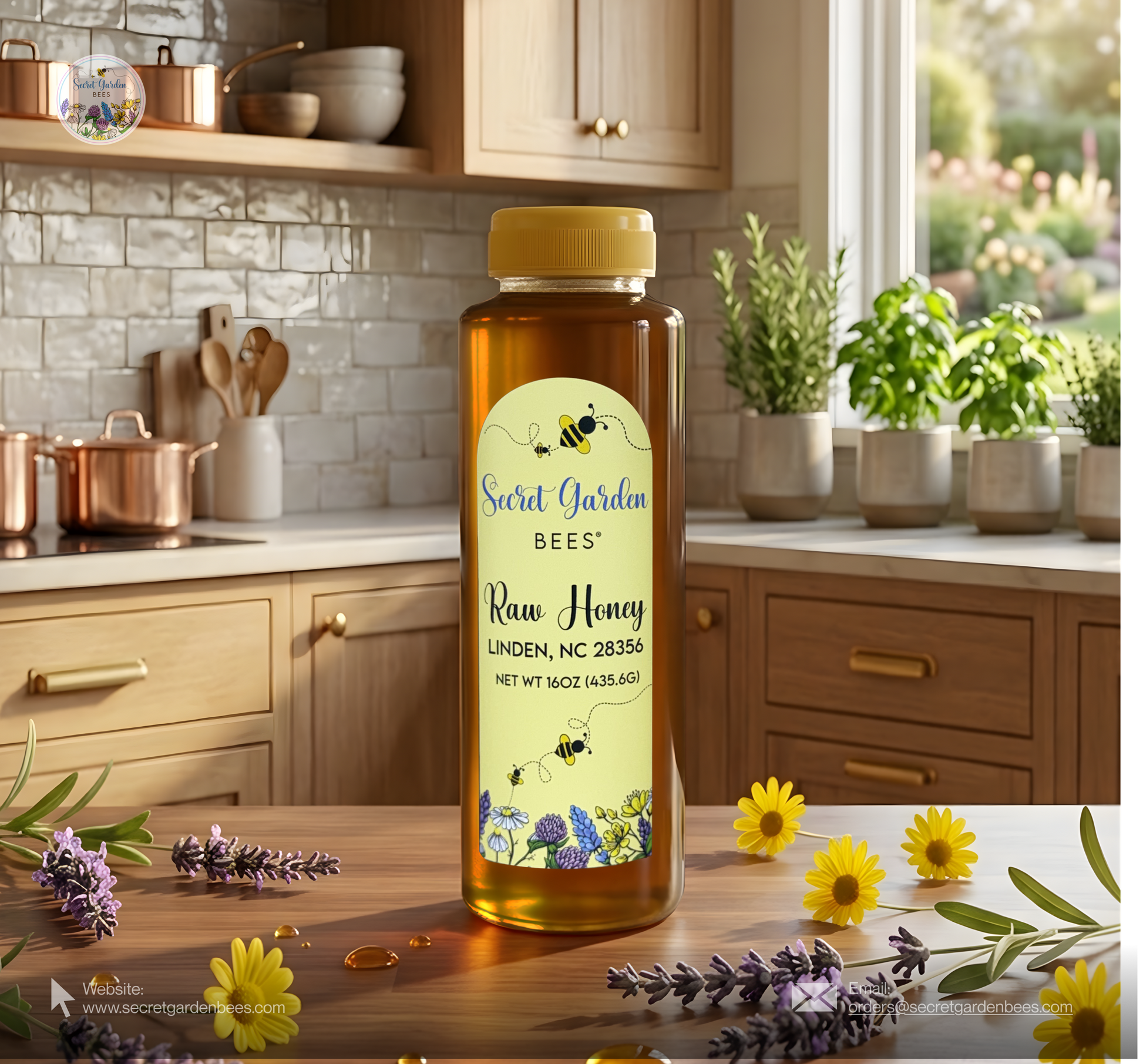 Raw Wildflower Honey | 16 oz "Everyday" Squeeze Bottle