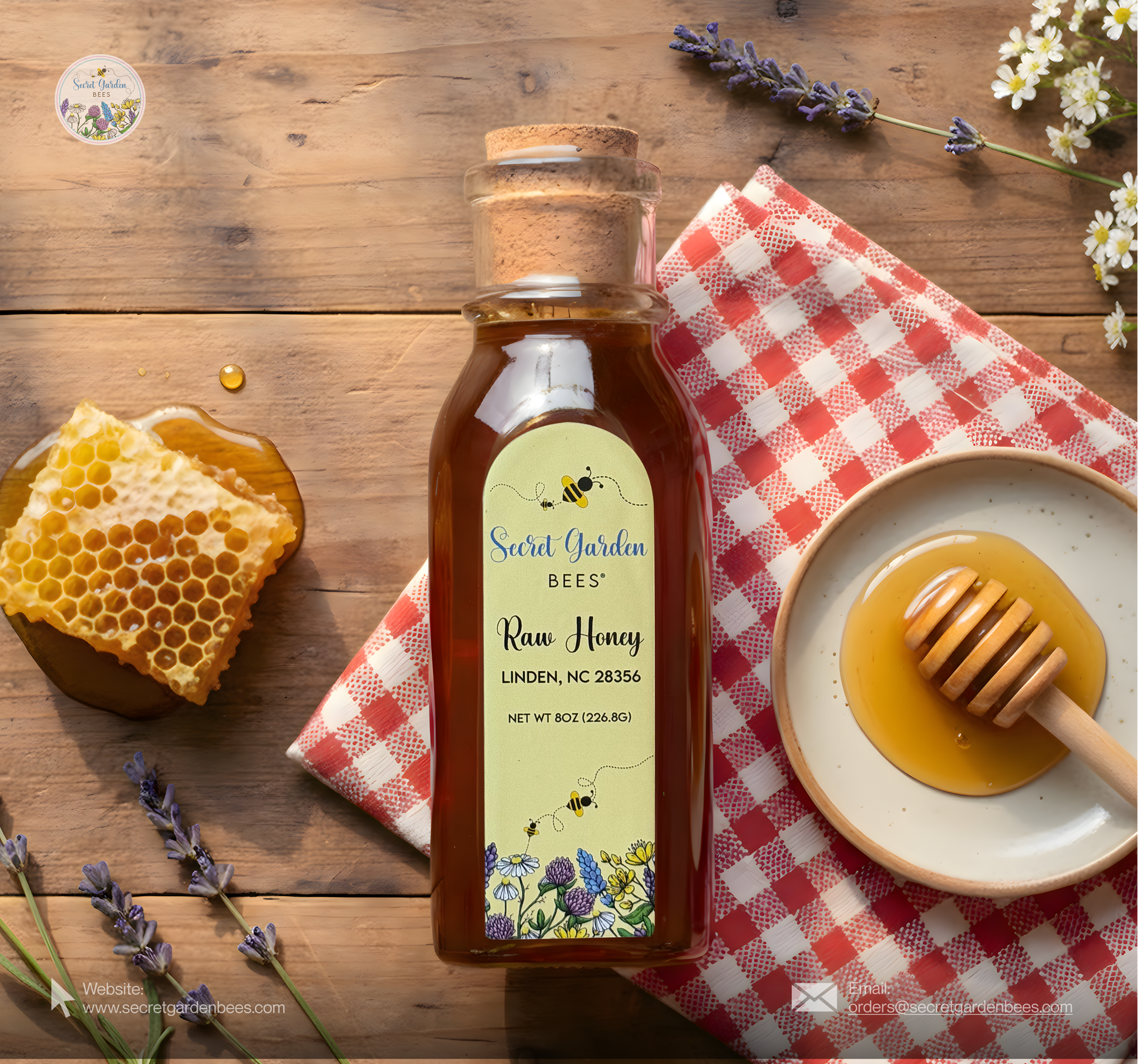 Raw Wildflower Honey | 8 oz Glass Bottle