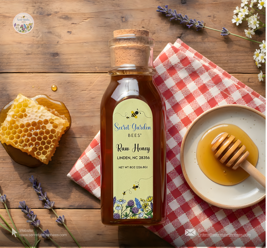 Raw Wildflower Honey | 8 oz Glass Bottle