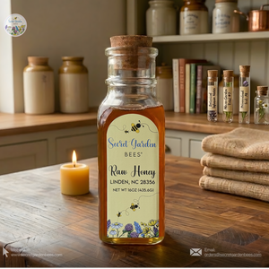 Raw Wildflower Honey | 16 oz Decorative Glass Bottle