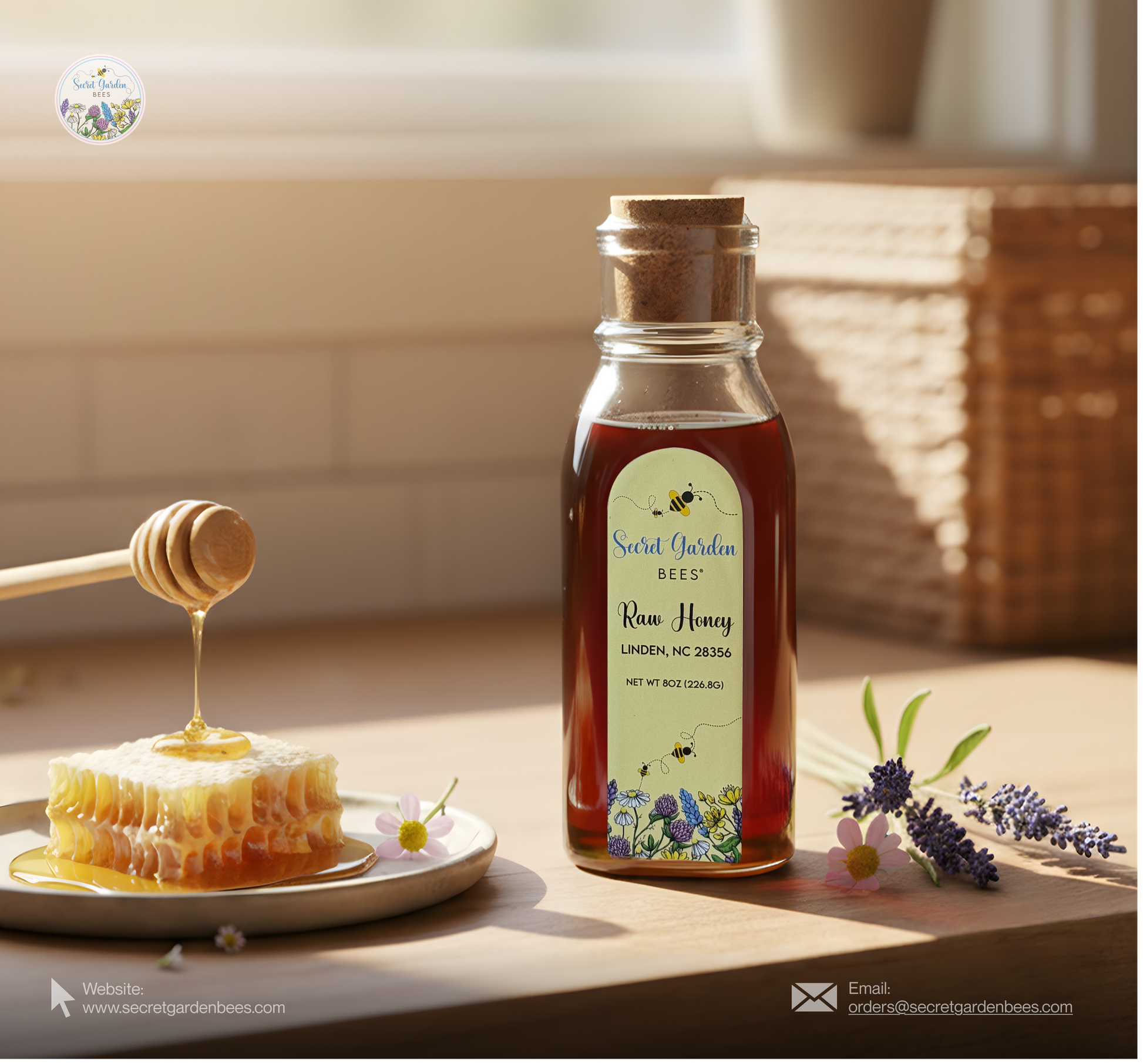 Raw Wildflower Honey | 8 oz Glass Bottle