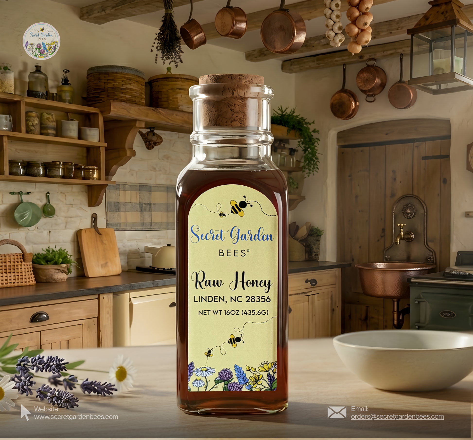 Raw Clover Honey | 16 oz Glass "Heritage" Bottle