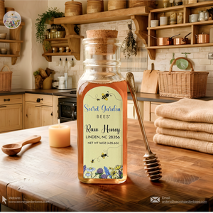 Raw Wildflower Honey | 16 oz Decorative Glass Bottle