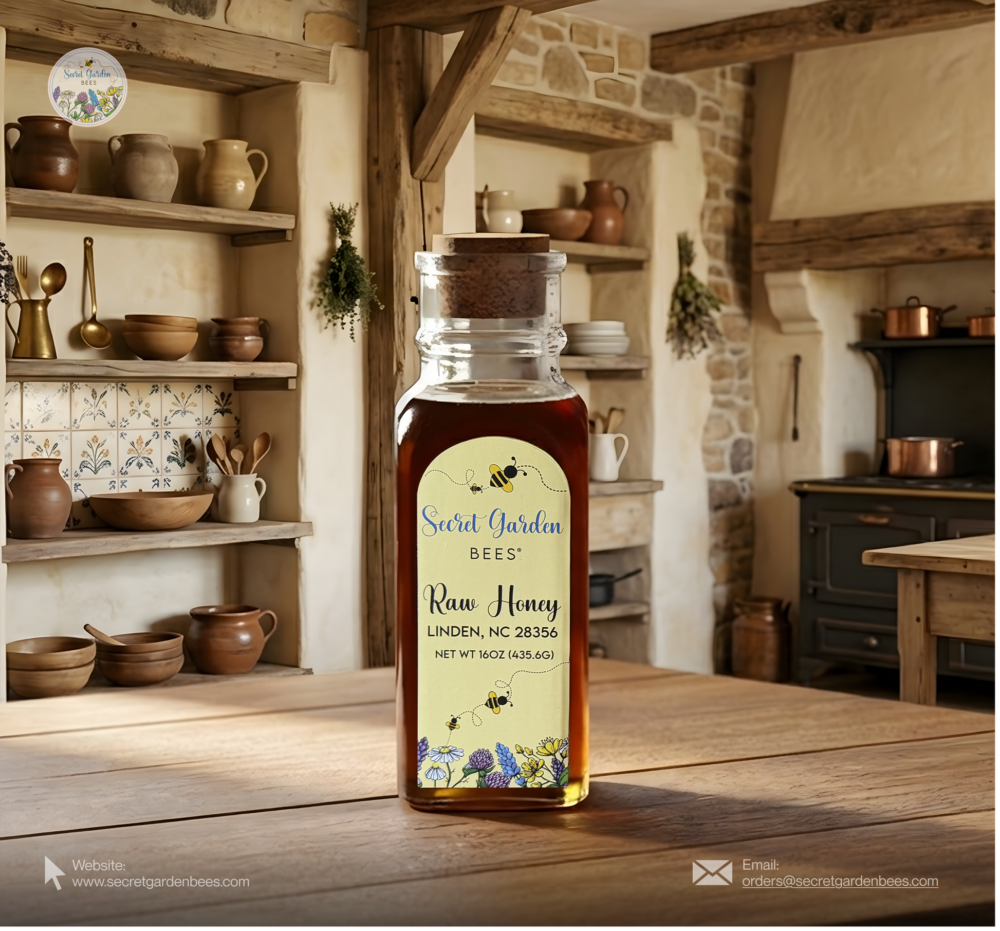 Raw Clover Honey | 16 oz Glass "Heritage" Bottle