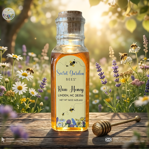 Raw Wildflower Honey | 16 oz Decorative Glass Bottle