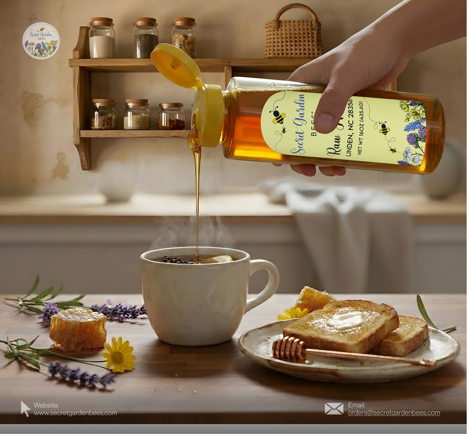 Raw Wildflower Honey | 16 oz "Everyday" Squeeze Bottle