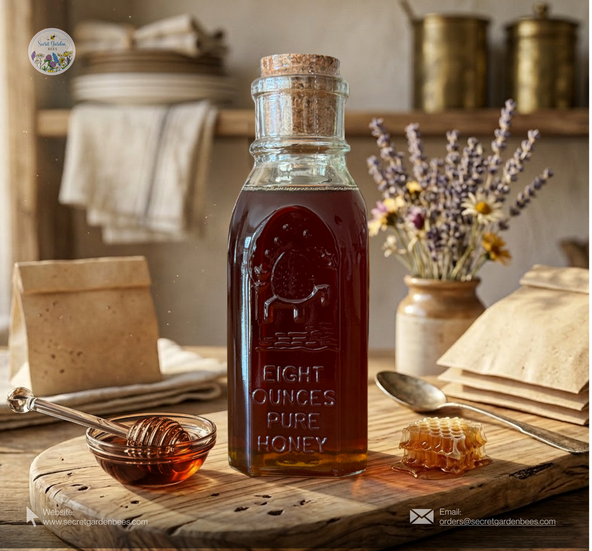Raw Wildflower Honey | 8 oz Glass Bottle