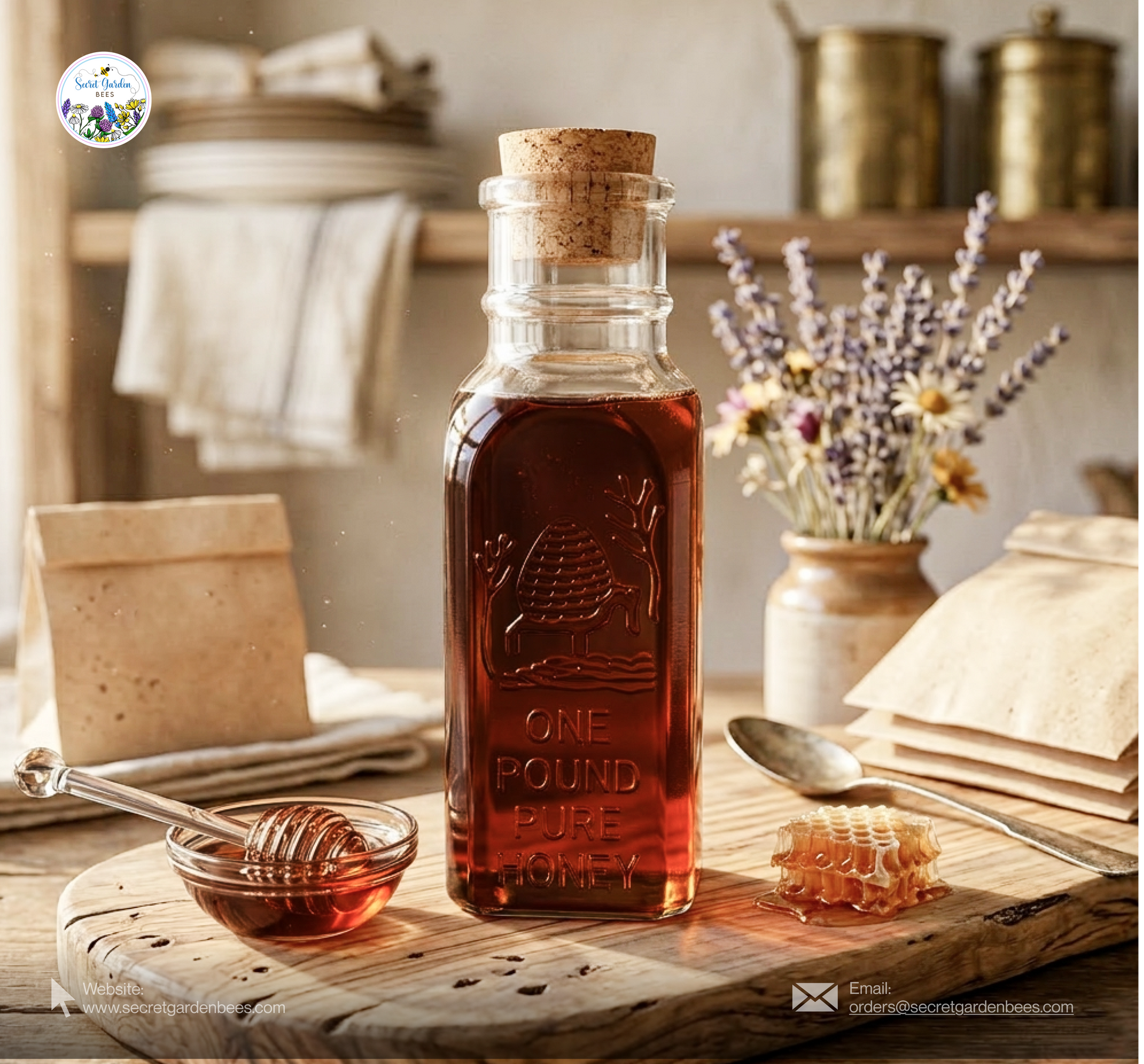 Raw Clover Honey | 16 oz Glass "Heritage" Bottle